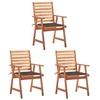 Image de Lot de 3 chaise H. 92 cm empilable non pliable exterieur en acacia marron