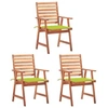 Image de Lot de 3 chaise exterieur empilable non pliable H. 92 cm en acacia vert