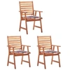Image de Lot de 3 chaise en acacia non pliable exterieur H. 92 cm marron