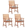 Image de Lot de 3 chaise H. 92 cm exterieur gris en acacia