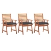Image de Lot de 3 chaise H. 92 cm en acacia gris exterieur