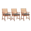 Image de Lot de 3 chaise exterieur non pliable H. 92 cm en acacia gris