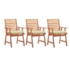 Image de Lot de 3 chaise exterieur empilable non pliable en acacia H. 92 cm marron
