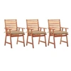 Image de Lot de 3 chaise en acacia empilable non pliable H. 92 cm exterieur beige