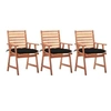 Image de Lot de 3 chaise exterieur empilable non pliable en acacia H. 92 cm noir