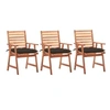 Image de Lot de 3 chaise H. 92 cm empilable non pliable en acacia exterieur marron