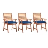 Image de Lot de 3 chaise H. 92 cm empilable non pliable exterieur en acacia bleu