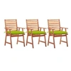 Image de Chaises à manger d extérieur lot de 3 et coussins Acacia massif