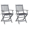 Image de Chaises pliables d extérieur lot de 2 et coussins Bois d acacia