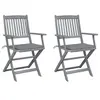 Image de Lot de 2 chaise exterieur pliable en acacia gris