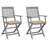 Image de Lot de 2 chaise en acacia pliable exterieur beige