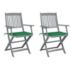 Image de Lot de 2 chaise en acacia pliable exterieur vert