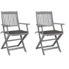 Image de Chaises pliables d extérieur lot de 2 et coussins Bois d acacia