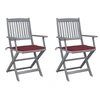 Image de Lot de 2 chaise en acacia pliable exterieur rouge