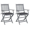 Image de Chaises pliables d extérieur lot de 2 et coussins Bois d acacia