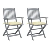 Image de Lot de 2 chaise en acacia pliable exterieur beige