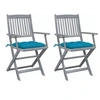 Image de Chaises pliables d extérieur lot de 2 et coussins Bois d acacia