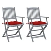Image de Lot de 2 chaise exterieur pliable en acacia rouge