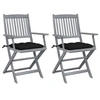 Image de Lot de 2 chaise exterieur pliable en acacia noir