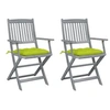 Image de Lot de 2 chaise exterieur vert en acacia