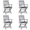 Image de Lot de 4 chaise en acacia pliable exterieur gris