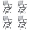 Image de Lot de 4 chaise exterieur pliable en acacia gris
