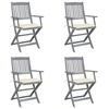 Image de Lot de 4 chaise exterieur pliable en acacia beige
