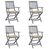 Image de Chaises pliables d extérieur lot de 4 et coussins Bois d acacia