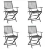 Image de Lot de 4 chaise en acacia pliable exterieur marron
