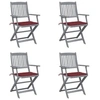 Image de Chaises pliables d extérieur lot de 4 et coussins Bois d acacia