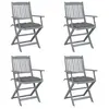 Image de Chaises pliables d extérieur lot de 4 et coussins Bois d acacia