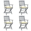 Image de Lot de 4 chaise en acacia pliable exterieur beige