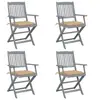 Image de Chaises pliables d extérieur lot de 4 et coussins Bois d acacia