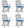 Image de Lot de 4 chaise en acacia pliable exterieur bleu