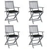 Image de Chaises pliables d extérieur lot de 4 et coussins Bois d acacia