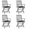 Image de Chaises pliables d extérieur lot de 4 et coussins Bois d acacia