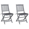 Image de Chaises pliables d extérieur lot de 2 et coussins Bois d acacia