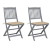 Image de Chaises pliables d extérieur lot de 2 et coussins Bois d acacia