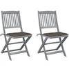 Image de Lot de 2 chaise exterieur pliable en acacia marron