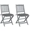 Image de Chaises pliables d extérieur lot de 2 et coussins Bois d acacia