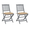 Image de Chaises pliables d extérieur lot de 2 et coussins Bois d acacia