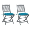 Image de Chaises pliables d extérieur lot de 2 et coussins Bois d acacia