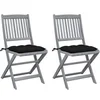 Image de Chaises pliables d extérieur lot de 2 et coussins Bois d acacia