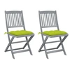 Image de Chaises pliables d extérieur lot de 2 et coussins Bois d acacia