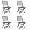 Image de Chaises pliables d extérieur lot de 4 et coussins Bois d acacia