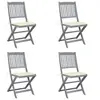 Image de Lot de 4 chaise en acacia pliable exterieur beige