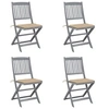Image de Chaises pliables d extérieur lot de 4 et coussins Bois d acacia
