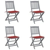 Image de Chaises pliables d extérieur lot de 4 et coussins Bois d acacia