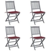 Image de Chaises pliables d extérieur lot de 4 et coussins Bois d acacia