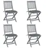 Image de Chaises pliables d extérieur lot de 4 et coussins Bois d acacia